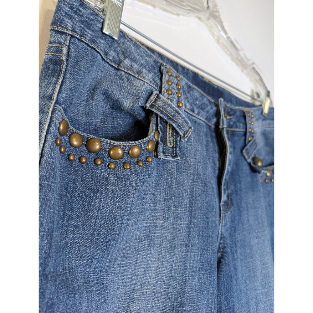 Beverly's Embellished Capri Jeans 10 Zebra Feather Fringe Studded Y2K Eclectic - Picture 10 of 16